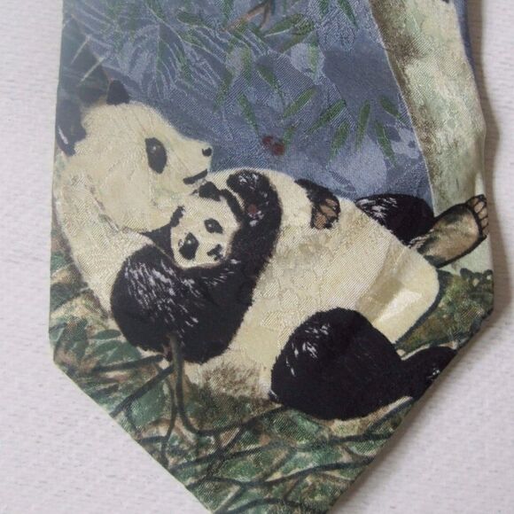 ENDANGERED SPECIES Mens Neck Tie Baby Panda Silk - Picture 4 of 6